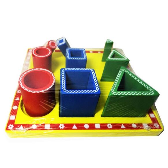 ของเล่นไม้เสริมพัฒนาการสำหรับเด็ก จิ๊กซอว์บล็อกไม้ของเล่น รูปทรงเรขาคณิต ลวดลาย Jumbo Wood Toy Geometry