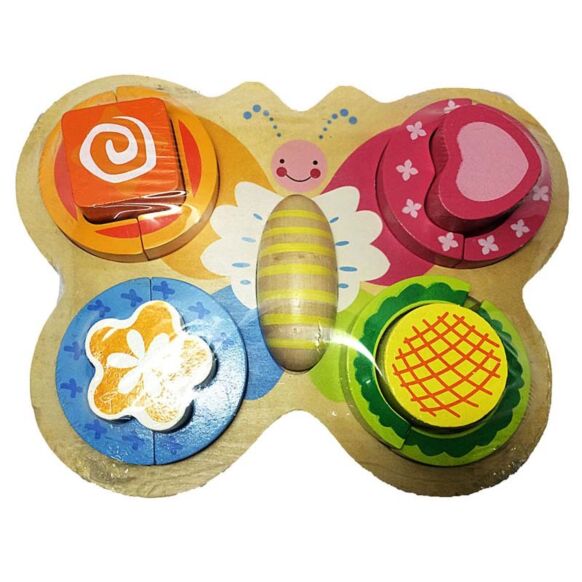 ของเล่นไม้เสริมพัฒนาการสำหรับเด็ก จิ๊กซอว์ชุดอาหารเช้า ลายผีเสื้อ Wood Toy Breakfast Set for Kids