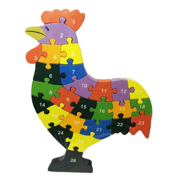ของเล่นไม้เสริมพัฒนาการสำหรับเด็ก จิ๊กซอว์เรียงเลขและตัวอักษรภาษาอังกฤษ รูปสัตว์ Wood Toy Animal Jigsaw Alphanum Lego Block