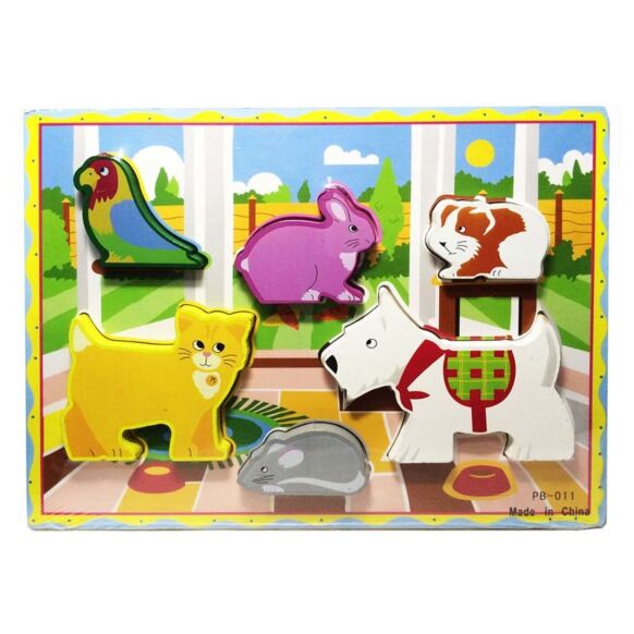 ของเล่นไม้เสริมพัฒนาการสำหรับเด็ก จิ๊กซอว์ชุดสัตว์ในบ้านน่ารู้ Wood Toy Jigsaw Pet in My Home