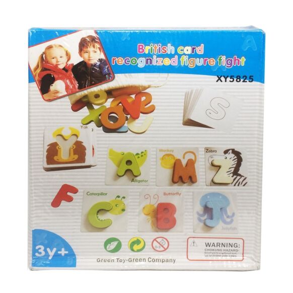 ของเล่นเสริมพัฒนาการทางภาษา บัตรคำศัพท์ตัวอักษรภาษาอังกฤษ พร้อมลายภาพสัตว์ ง่ายต่อการจำศัพท์ British Letter Alphabet Animalier Card A-Z  Recognized Figure Fight for Kid