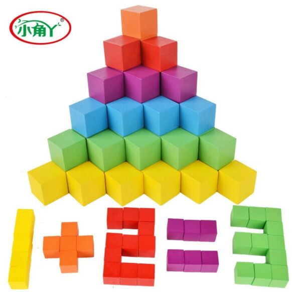 ของเล่นไม้เสริมพัฒนาการ ตัวต่อไม้บล็อกเลโก้ หลากสี Colorful Children Building Block Wooden Block 100 PCS Mixed