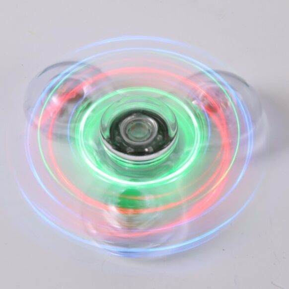 ฟิดเจ็ตสปินเนอร์ กรอบใส มีไฟ 3 สี ปรับได้ 3 ระดับจังหวะ รุ่นใหม่ล่าสุด Fidget Spinner RGB LED Lighting Transparent Body Tri-s Pinner Finger Gyro Lighting