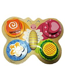 ของเล่นไม้เสริมพัฒนาการสำหรับเด็ก จิ๊กซอว์ชุดอาหารเช้า ลายผีเสื้อ Wood Toy Breakfast Set for Kids