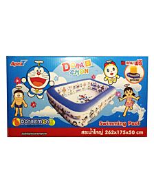 สระว่ายน้ำคลายร้อน โดเรมอน ยาวพิเศษ 262 เซนติเมตร ลิขสิทธิ์แท้ แถมฟรีปั๊มลมเติมอากาศ Copyright White Doraemon Swimming Pool Size 262 cm  for Summer Get Free Air-Pump Set