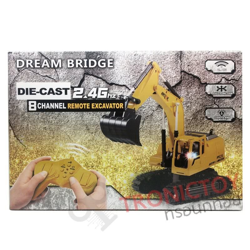 2.4 GHz RC Die-cast Crane Remote Excavator 124 8 Channel Full Function Lights and Music 124