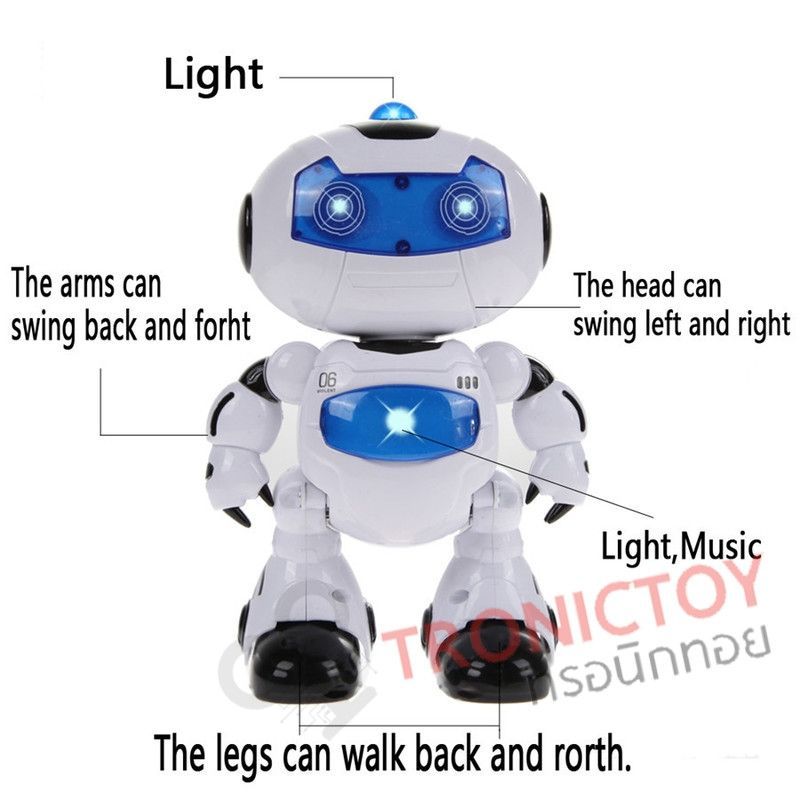 หุ่นยนต์ขาแดนซ์ เตนตามเพลง โยกๆ ส่ายๆ พร้อมไฟแสงสี เพิ่มความผ่อนคลายRC Dance Lighting and Play Music Robot Auto Demo Mode Relax Entertain ราคาถูก info