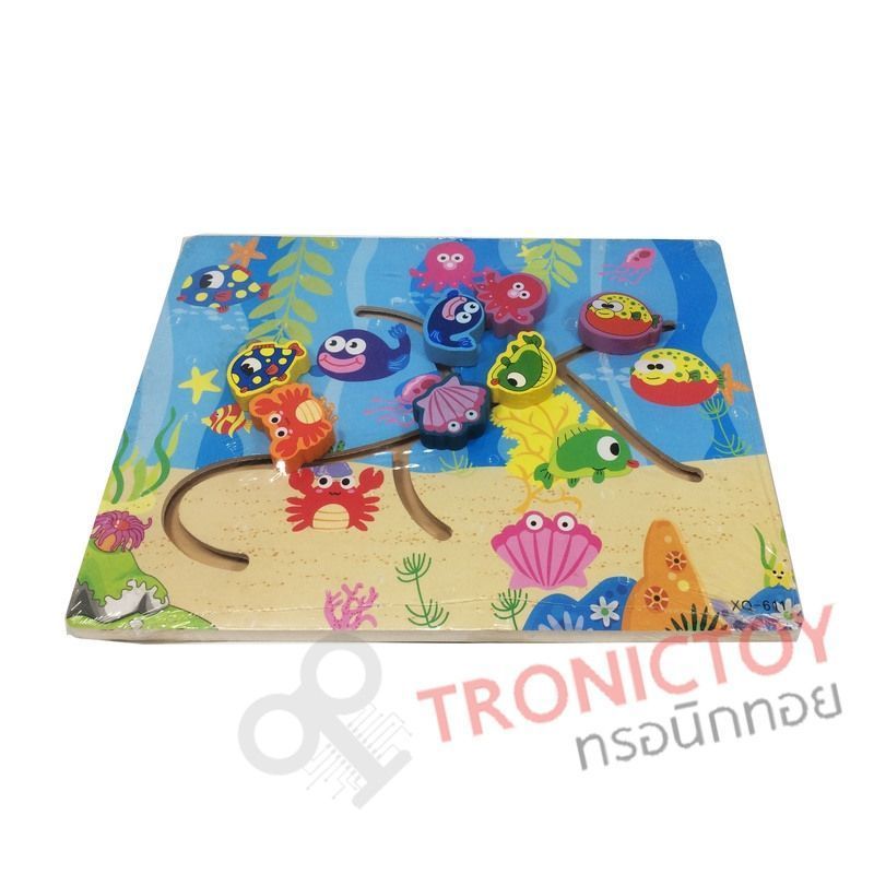 ของเล่นไม้ เสริมพัฒนาการ Wood Toy Matching Picture Board Game สัตว์ทะเล